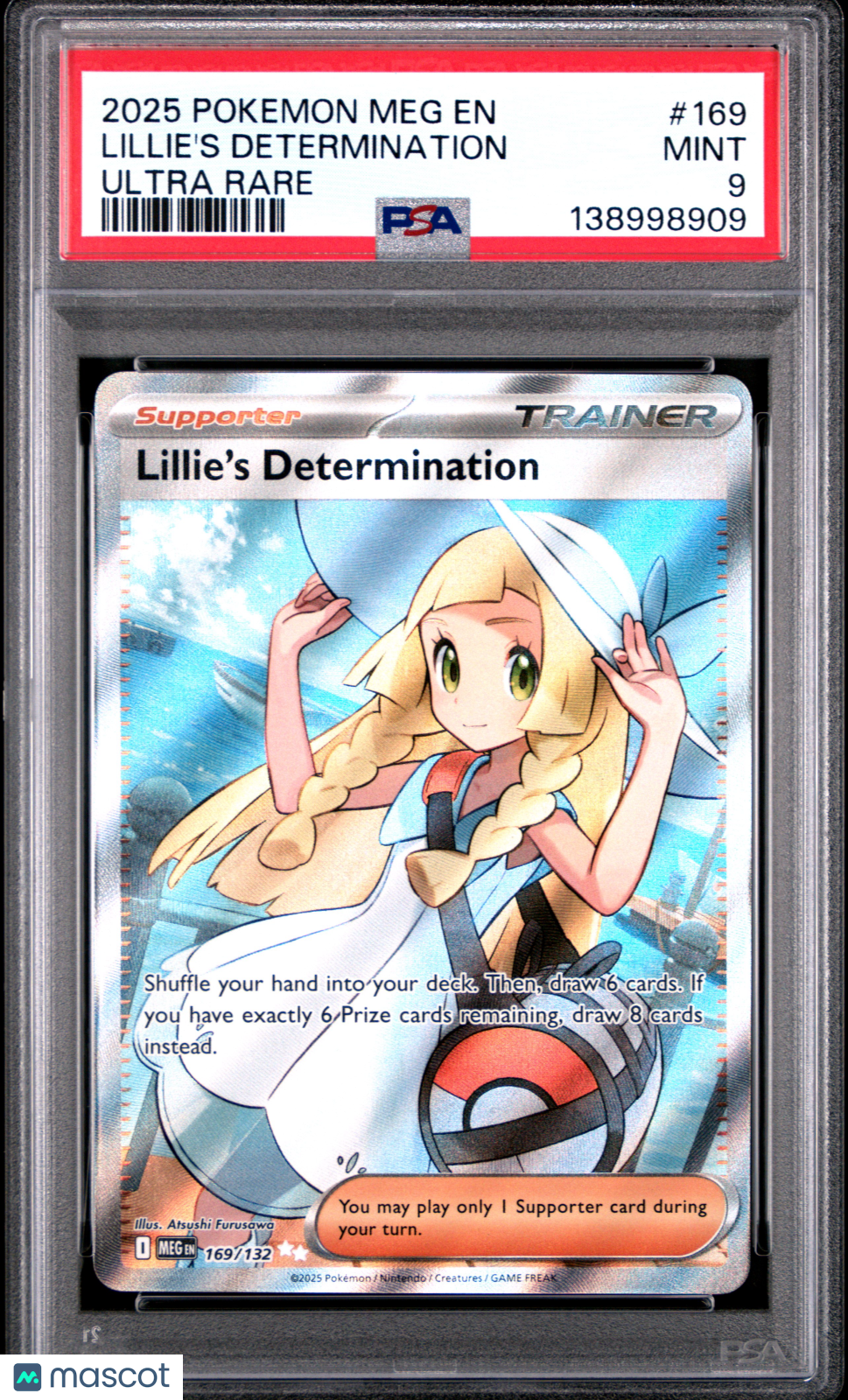 2025 Pokemon Meg EN-Mega Evolution Lillie's Determination #169 Ultra Rare PSA 9
