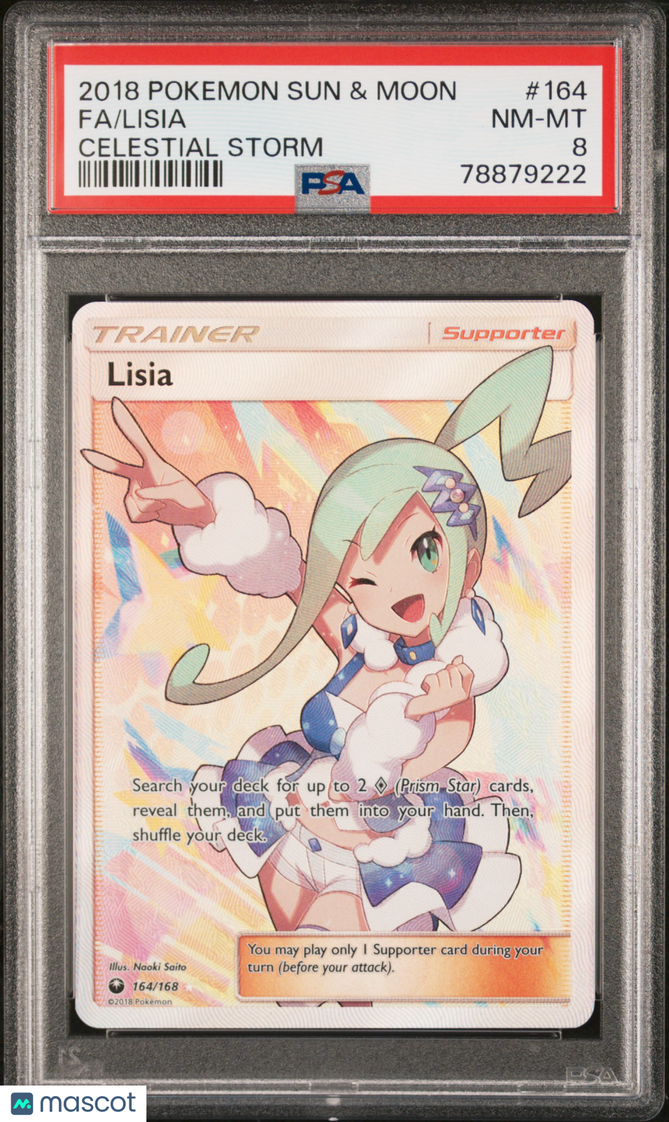 2018 Pokemon Sun & Moon Celestial Storm Lisia #164 Fa Celestial Storm PSA 8