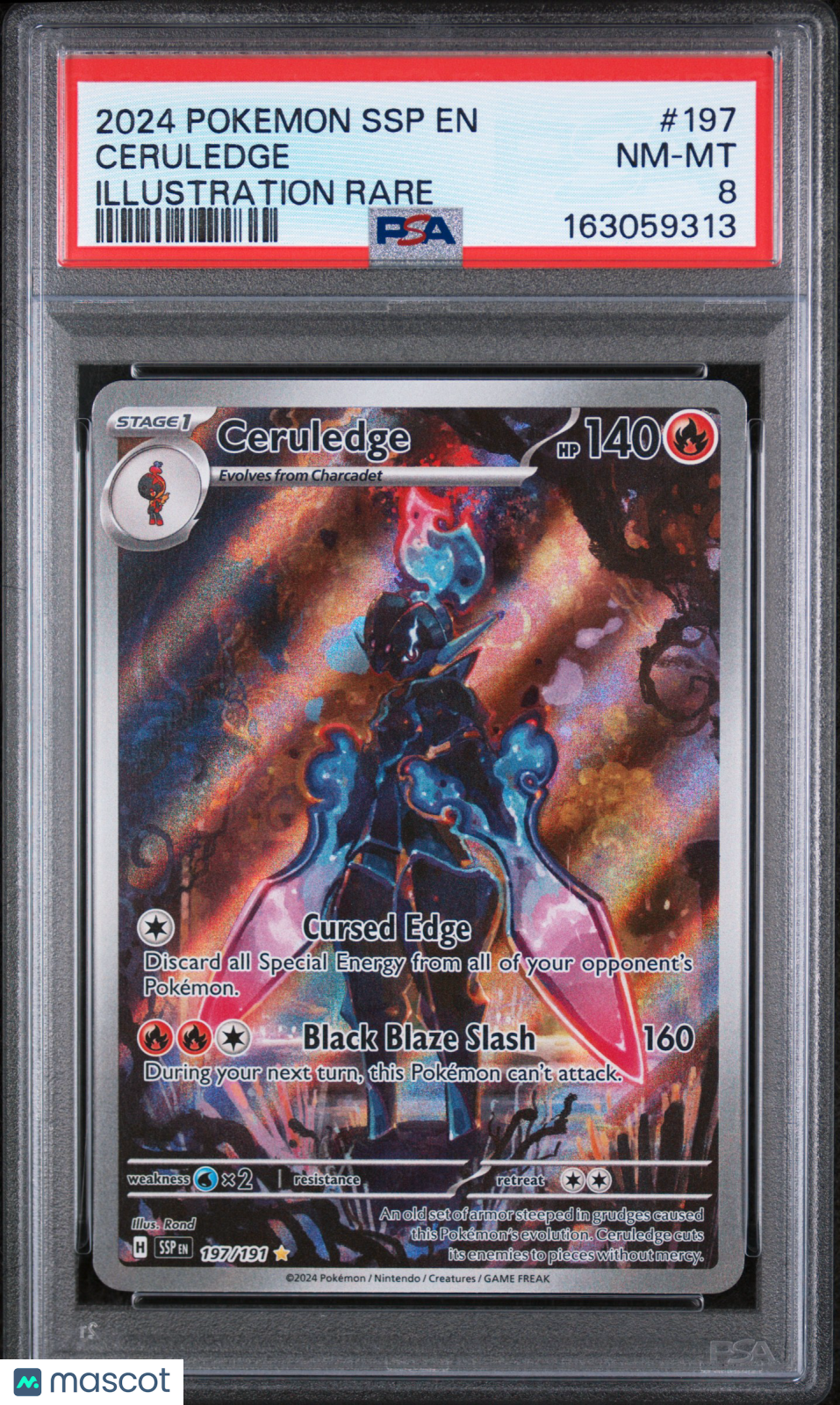 2024 Pokemon SSP EN-Surging Sparks Ceruledge #197 Illustration Rare PSA 8