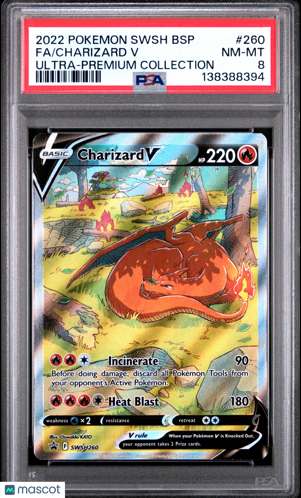 2022 Pokemon Swsh Black Star Promo Charizard V #260 Ultra-Premium Collection Fa PSA 8