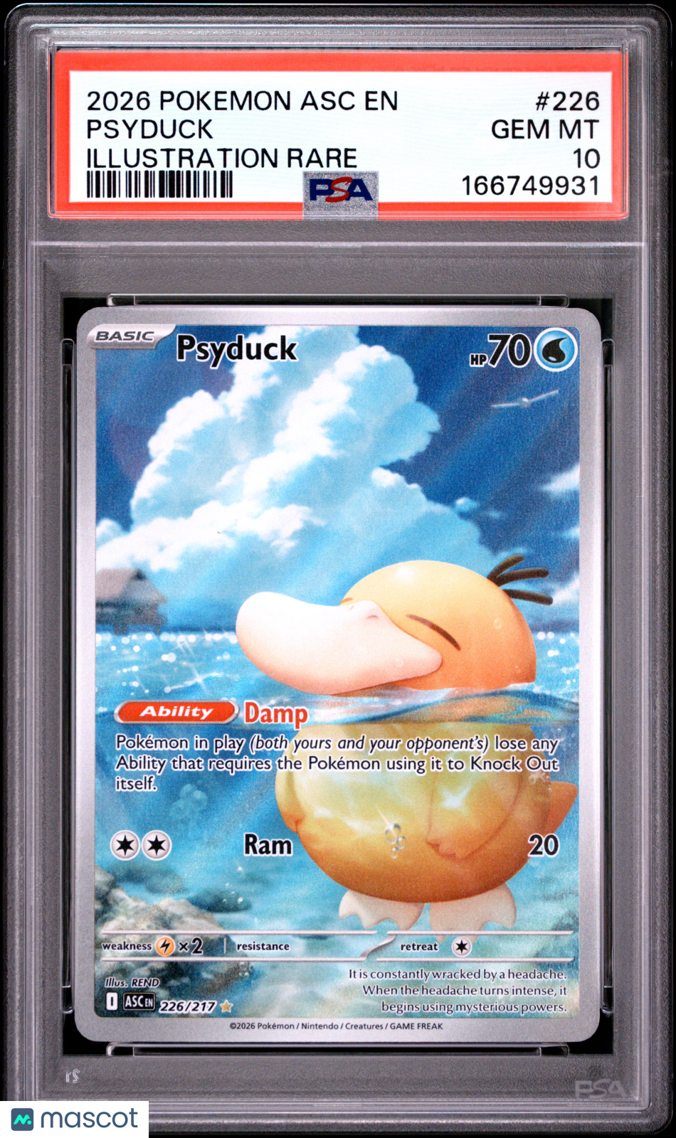 2026 Pokemon Asc EN-Ascended Heroes Psyduck #226 Illustration Rare PSA 10