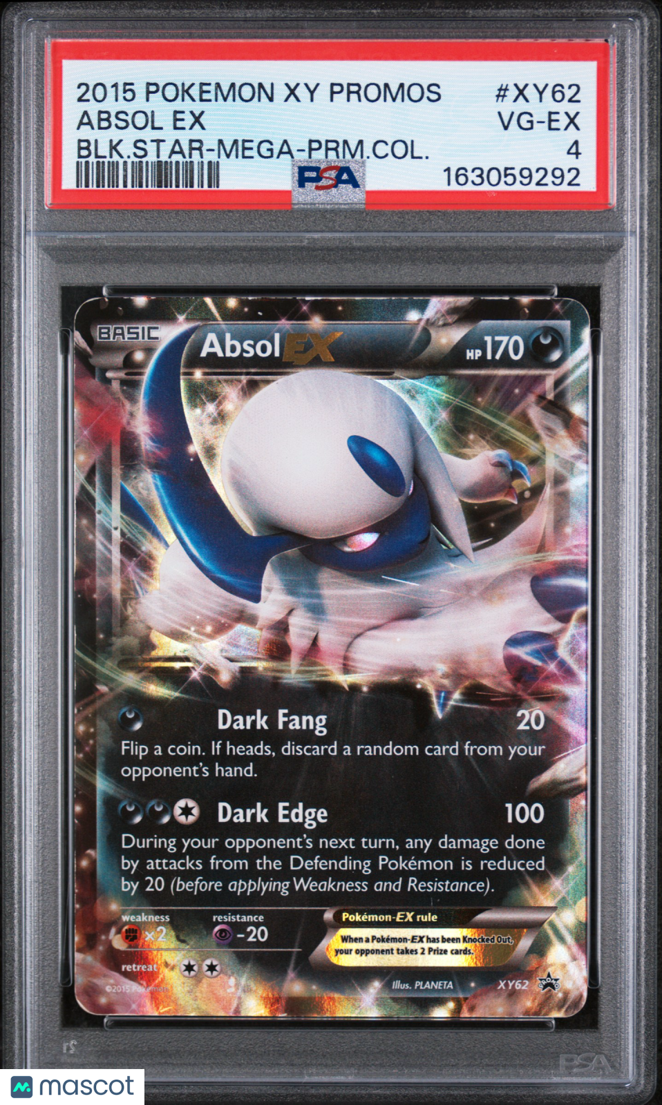 2015 Pokemon Xy Black Star Promos Absol EX #XY62 BLK.Star-Mega-PRM.Col. PSA 4