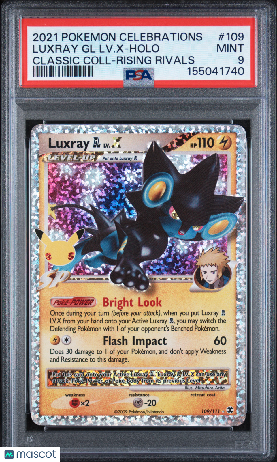 2021 Pokemon Celebrations Classic Collection Luxray GL LV. X #109 Classic Coll-Rising Rivals PSA 9