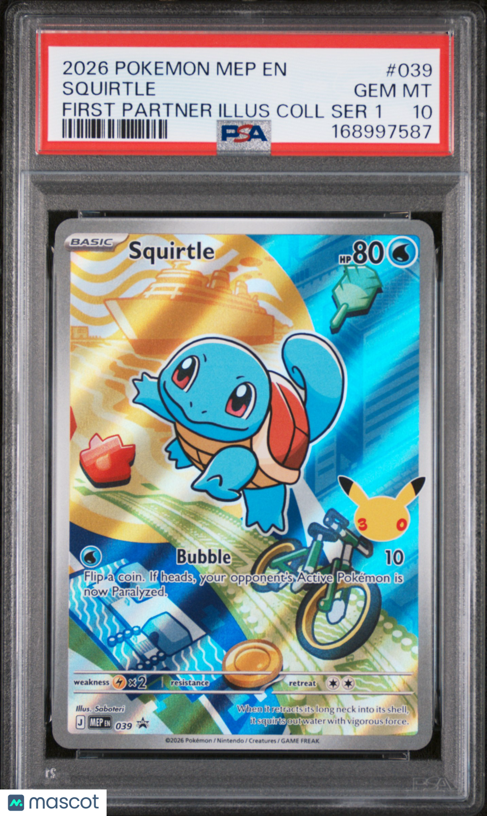 2026 Pokemon Mep EN-Me Black Star Promo Squirtle #039 First Partner Illus Coll Ser 1 PSA 10