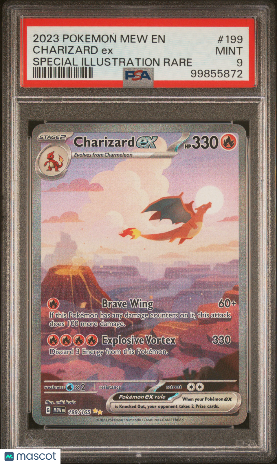 2023 Pokemon Mew EN-151 Charizard EX #199 Special Illustration Rare PSA 9