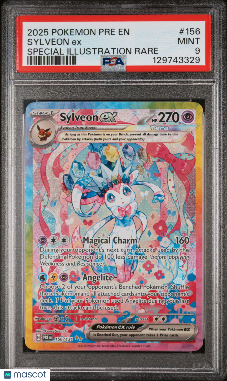 2025 Pokemon Pre EN-Prismatic Evolutions Sylveon EX #156 Special Illustration Rare PSA 9