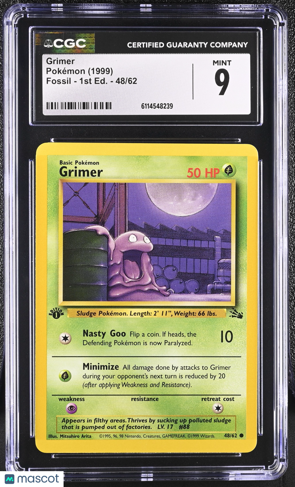 1999 Pokemon Grimer #48/62 48/62 1st Edition CGC 9