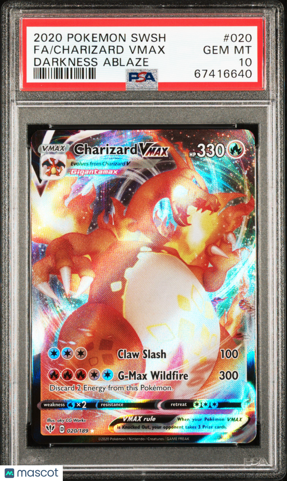 2020 Pokemon Sword & Shield Darkness Ablaze Charizard VMAX #020 Fa Darkness Ablaze PSA 10