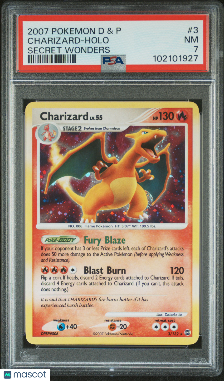 2007 Pokemon Diamond & Pearl Secret Wonders Charizard #3 Secret Wonders PSA 7