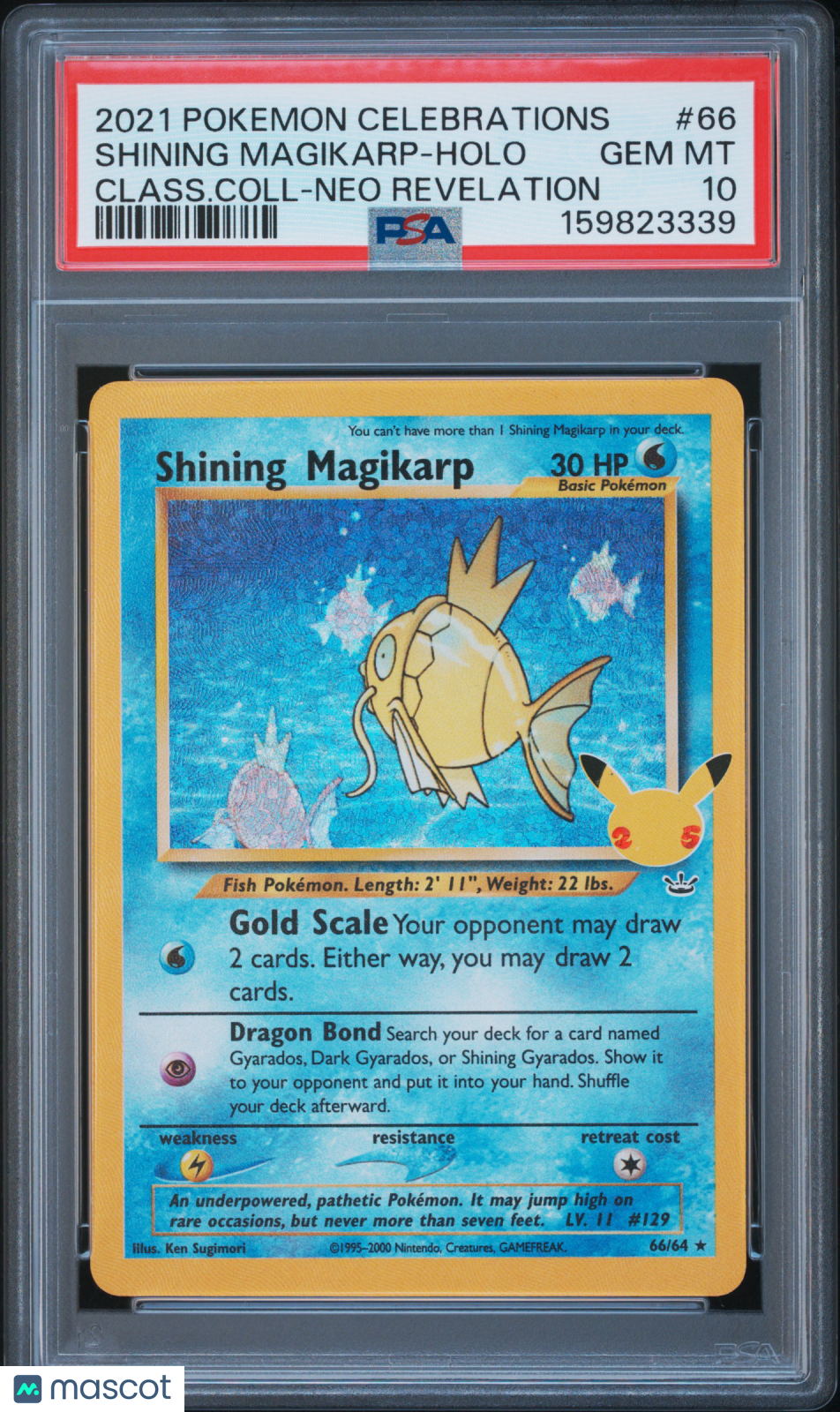 2021 Pokemon Celebrations Classic Collection Shining Magikarp #66 Class.Coll-Neo Revelation PSA 10