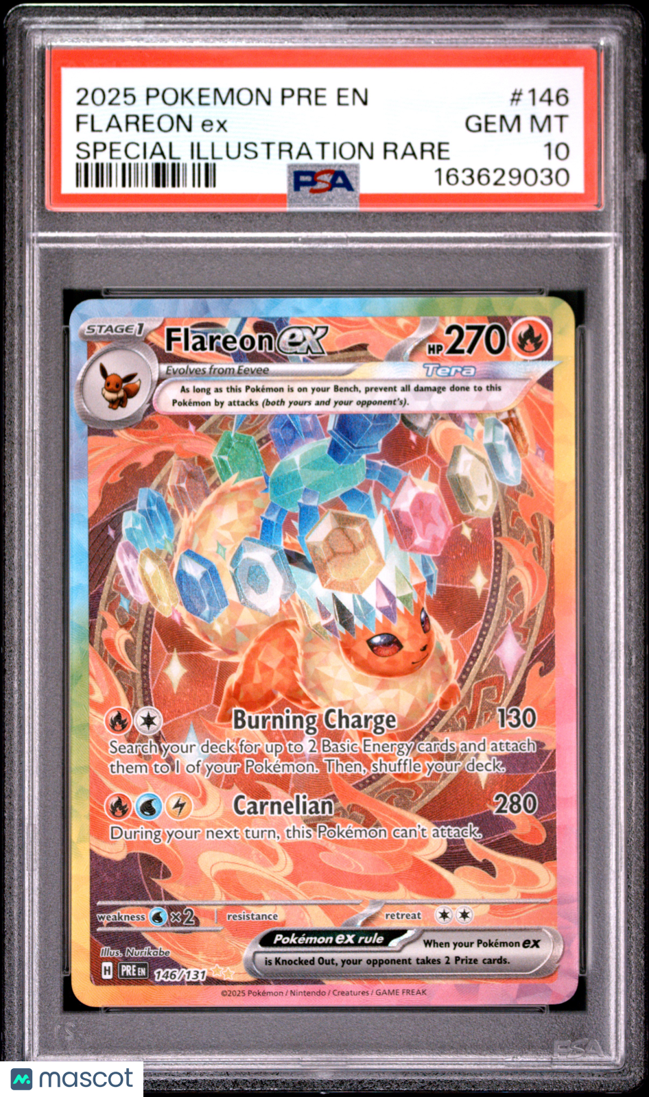 2025 Pokemon Pre EN-Prismatic Evolutions Flareon EX #146 Special Illustration Rare PSA 10