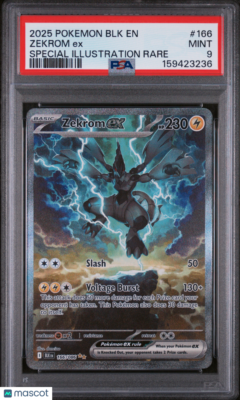 2025 Pokemon BLK EN-Black Bolt Zekrom EX #166 Special Illustration Rare PSA 9