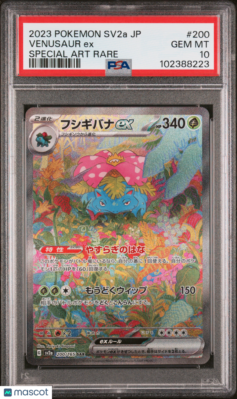 2023 Pokemon Japanese Sv2a-Pokemon 151 Venusaur EX #200 Japanese Special Art Rare PSA 10