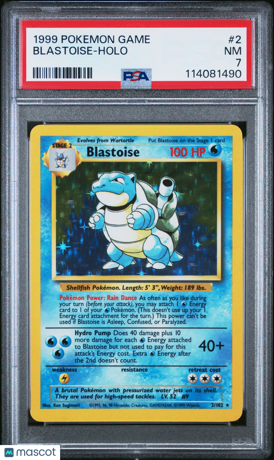 1999 Pokemon Game Blastoise #2 PSA 7