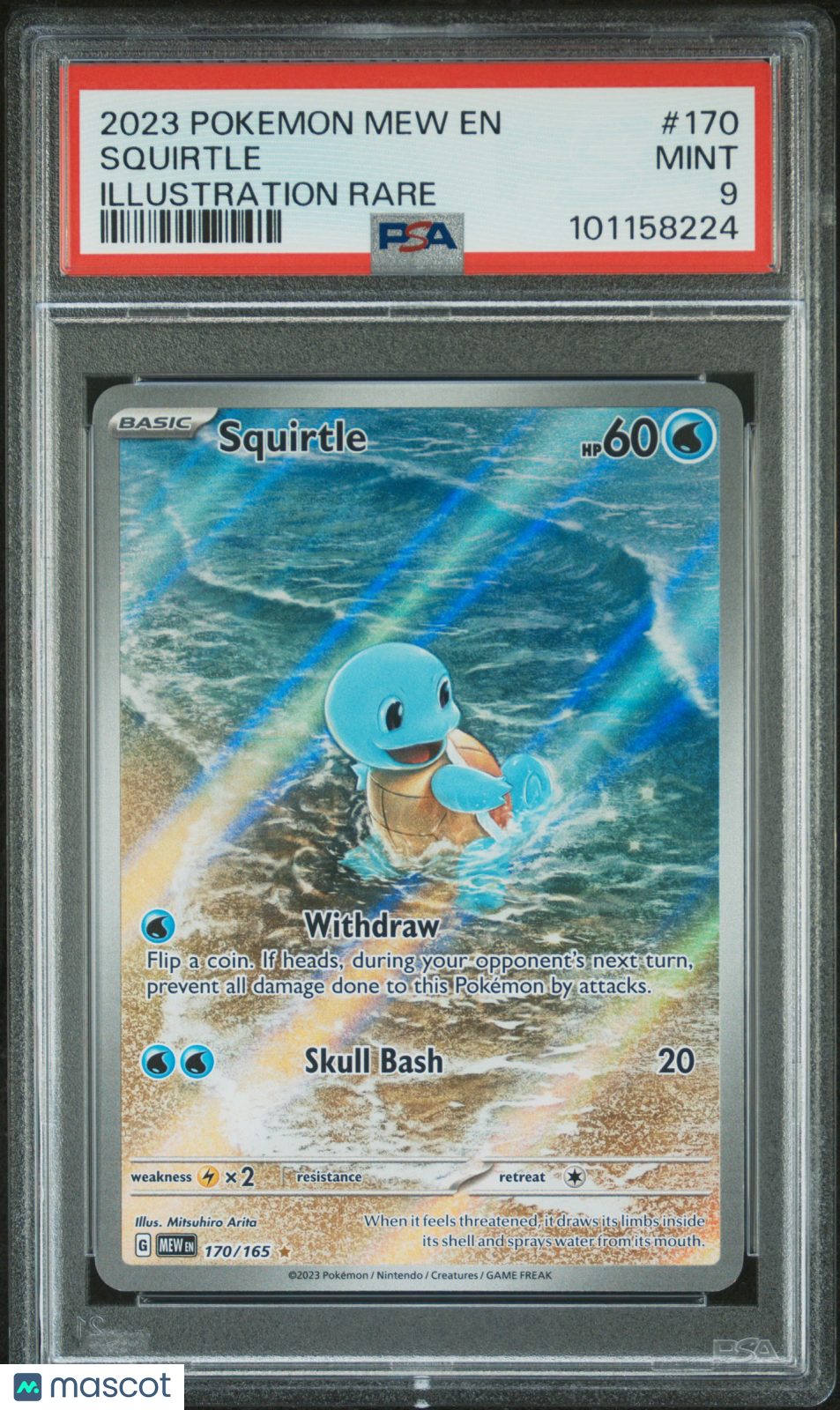 2023 Pokemon Mew EN-151 Squirtle #170 Illustration Rare PSA 9
