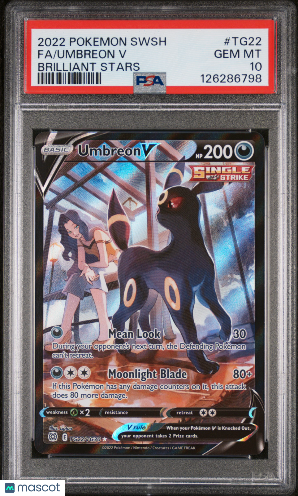 2022 Pokemon Sword & Shield Brilliant Stars Umbreon V #TG22 Fa Brilliant Stars PSA 10