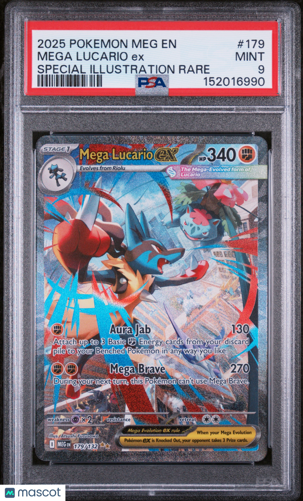 2025 Pokemon Meg EN-Mega Evolution Mega Lucario EX #179 Special Illustration Rare PSA 9