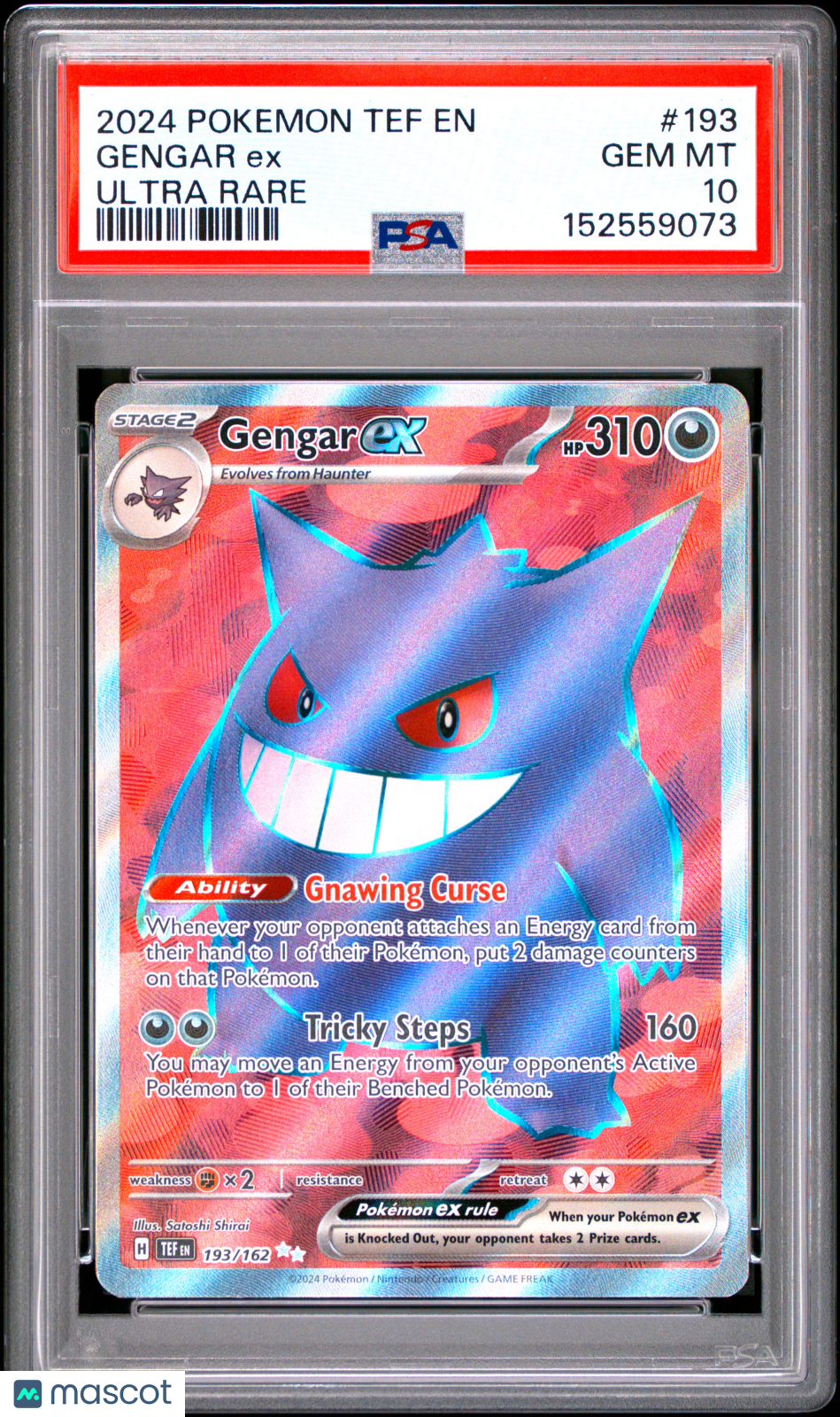 2024 Pokemon Tef EN-Temporal Forces Gengar EX #193 Ultra Rare PSA 10