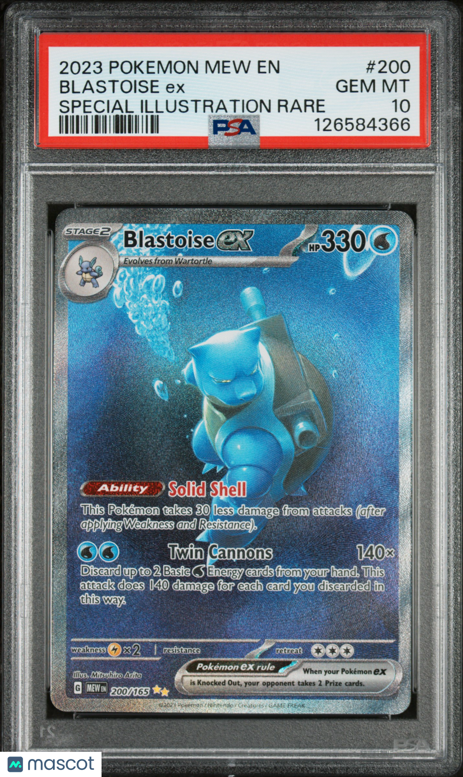 2023 Pokemon Mew EN-151 Blastoise EX #200 Special Illustration Rare PSA 10