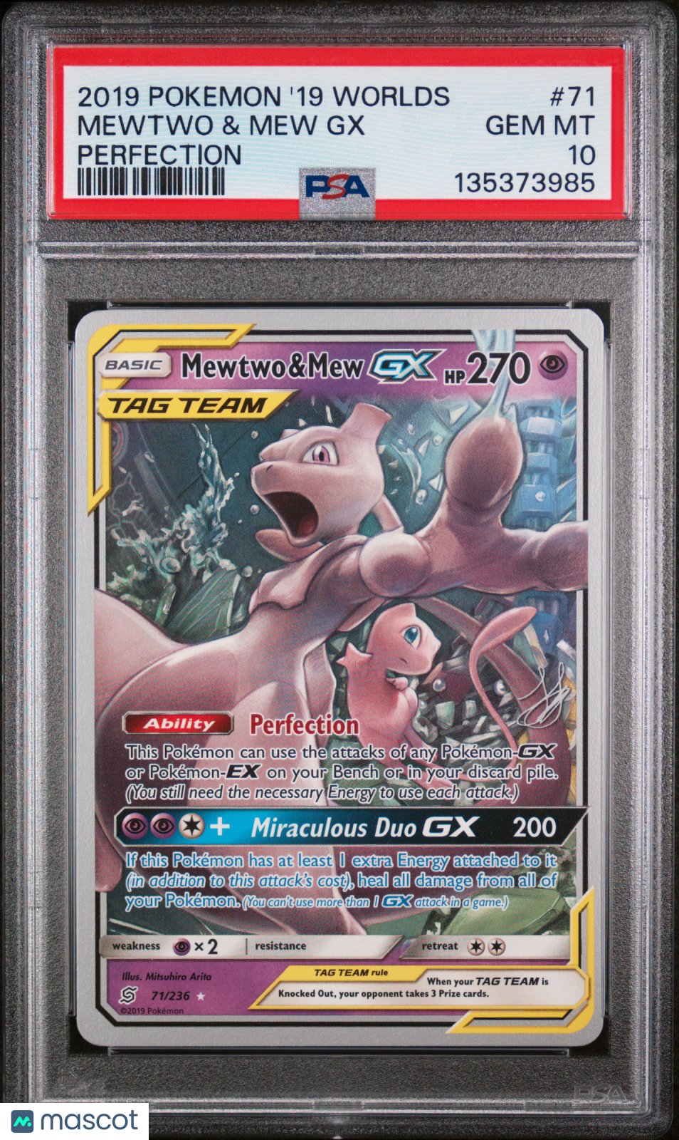 2019 Pokemon 2019 World Championships Deck: Perfection Mewtwo & Mew GX #71 PSA 10