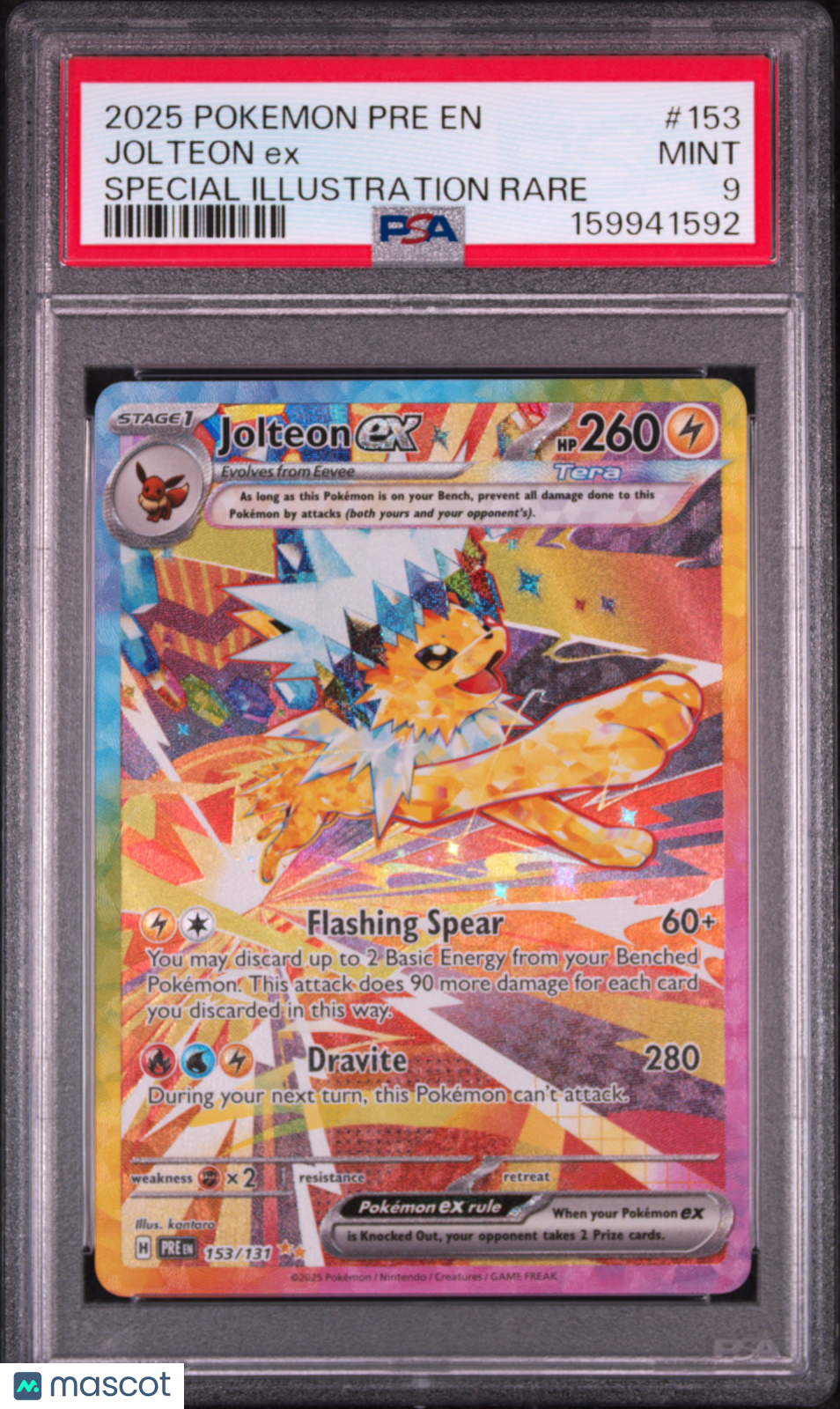 2025 Pokemon Pre EN-Prismatic Evolutions Jolteon EX #153 Special Illustration Rare PSA 9