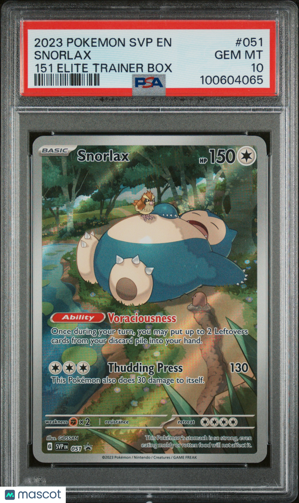 2023 Pokemon SVP EN-SV Black Star Promo Snorlax #051 151 Elite Trainer Box PSA 10