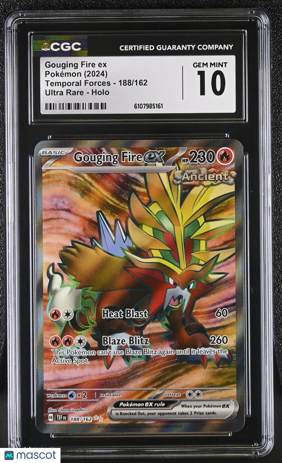 2024 Pokemon Gouging Fire ex #188/162 Ultra Rare CGC 10