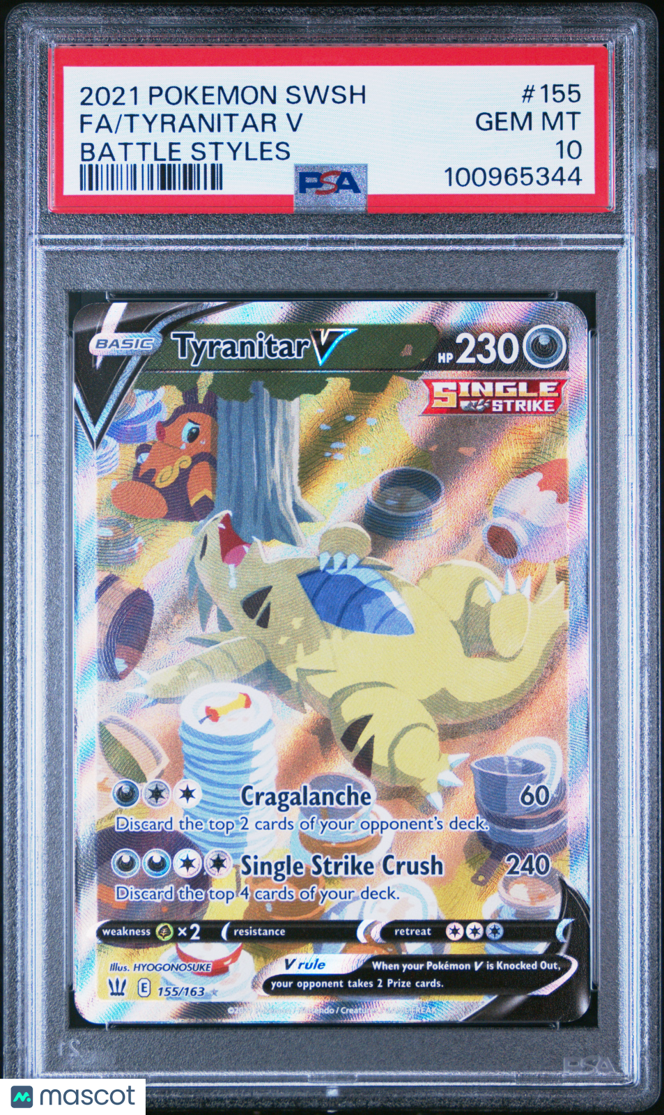 2021 Pokemon Sword & Shield Battle Styles Tyranitar V #155 Fa Battle Styles PSA 10