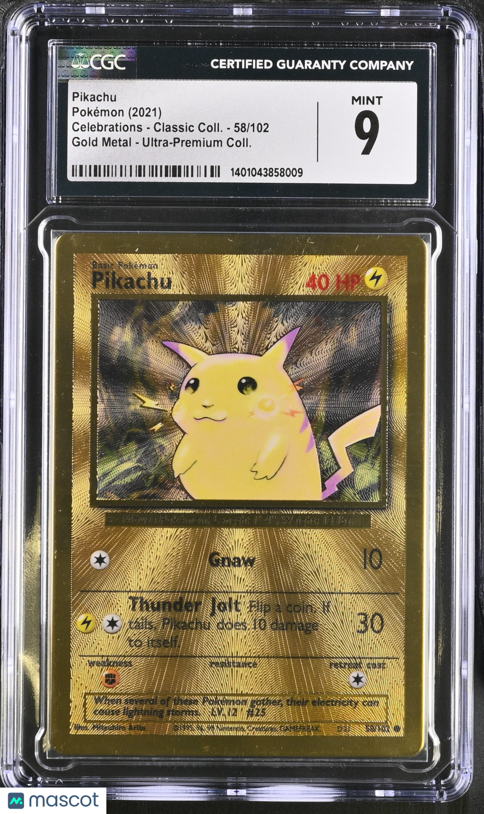 2021 Pokemon Pikachu #58/102 CGC 9
