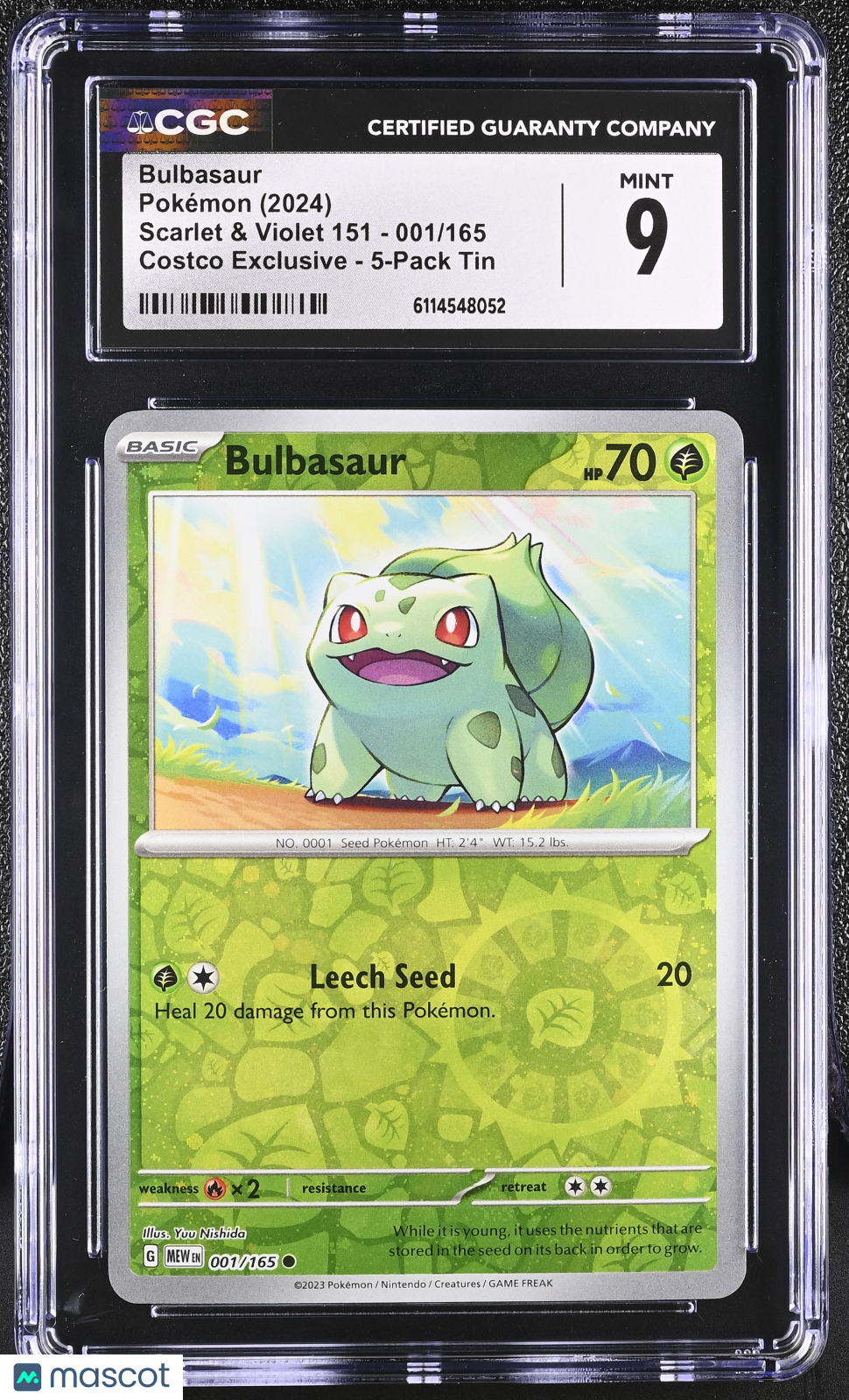 2024 Pokemon Bulbasaur #001/165 001/165 CGC 9