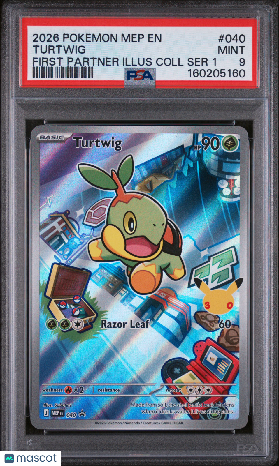 2026 Pokemon Mep EN-Me Black Star Promo Turtwig #040 First Partner Illus Coll Ser 1 PSA 9