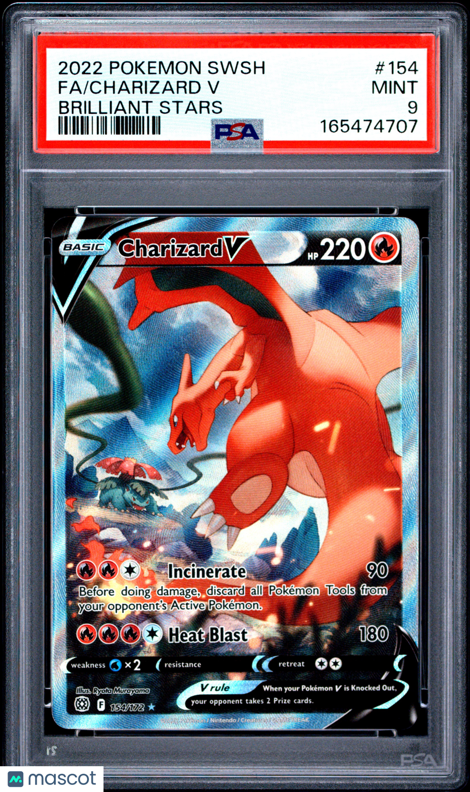 2022 Pokemon Sword & Shield Brilliant Stars Charizard V #154 Fa Brilliant Stars PSA 9