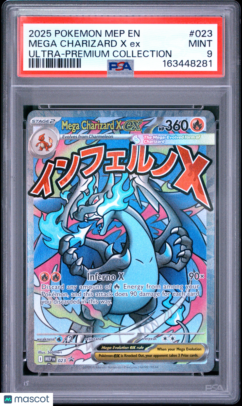 2025 Pokemon Mep EN-Me Black Star Promo Mega Charizard X EX #023 Ultra-Premium Collection PSA 9