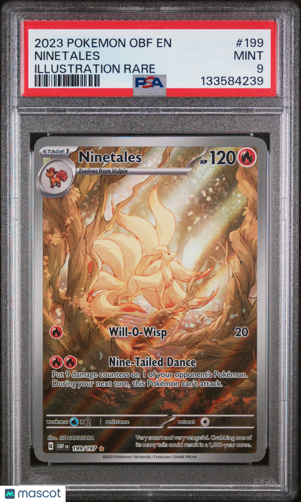 2023 Pokemon Obf EN-Obsidian Flames Ninetales #199 Illustration Rare PSA 9