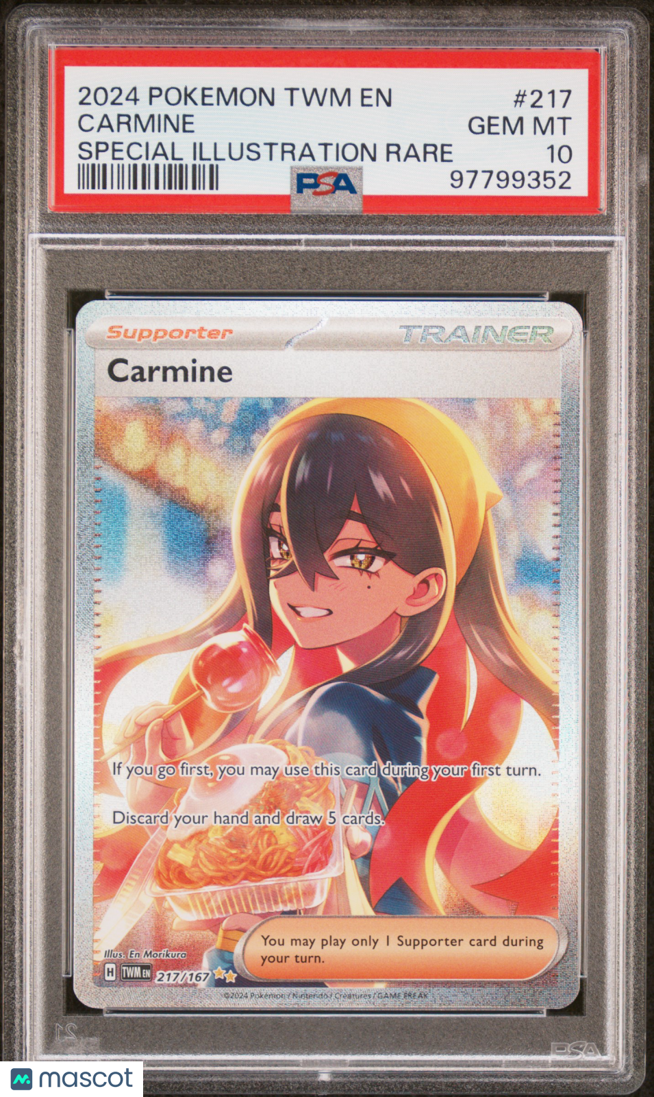 2024 Pokemon TWM EN-Twilight Masquerade Carmine #217 Special Illustration Rare PSA 10
