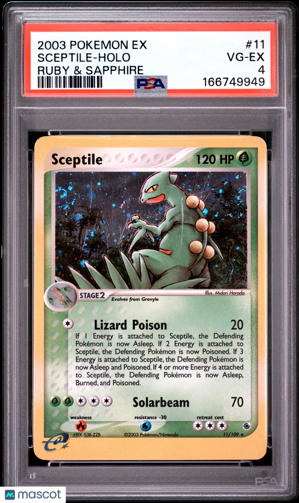 2003 Pokemon EX Ruby & Sapphire Sceptile #11 Ruby & Sapphire PSA 4