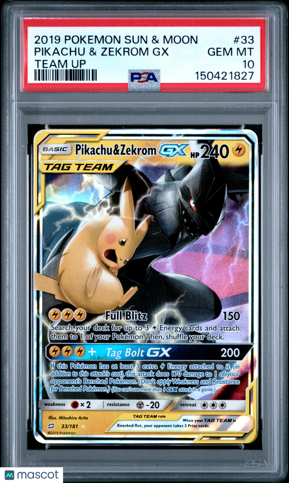2019 Pokemon Sun & Moon Team Up Pikachu & Zekrom GX #33 Team Up PSA 10