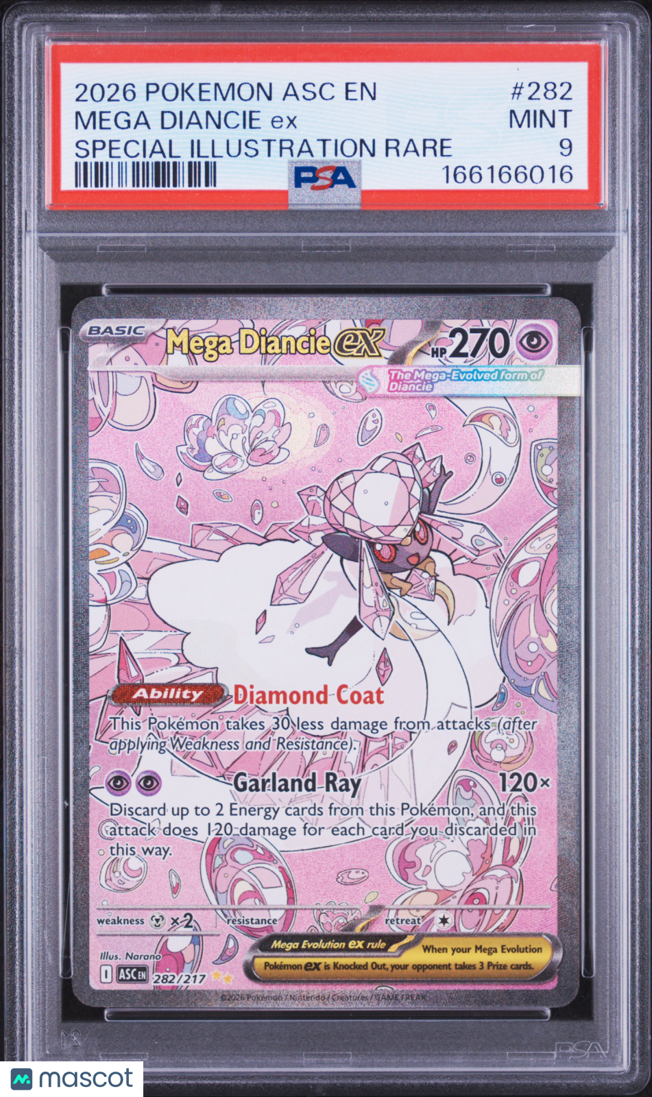 2026 Pokemon Asc EN-Ascended Heroes Mega Diancie EX #282 Special Illustration Rare PSA 9