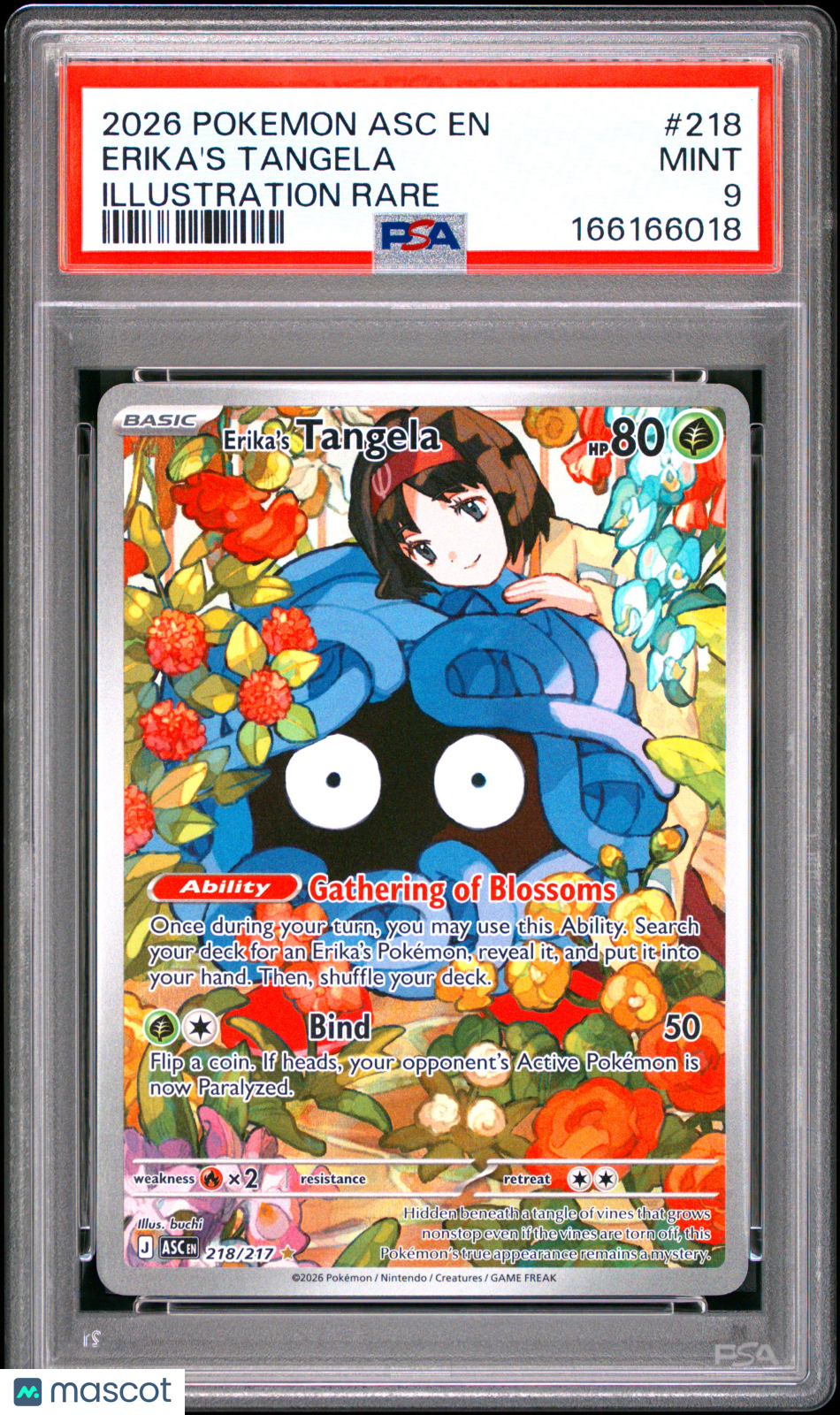 2026 Pokemon Asc EN-Ascended Heroes Erika's Tangela #218 Illustration Rare PSA 9