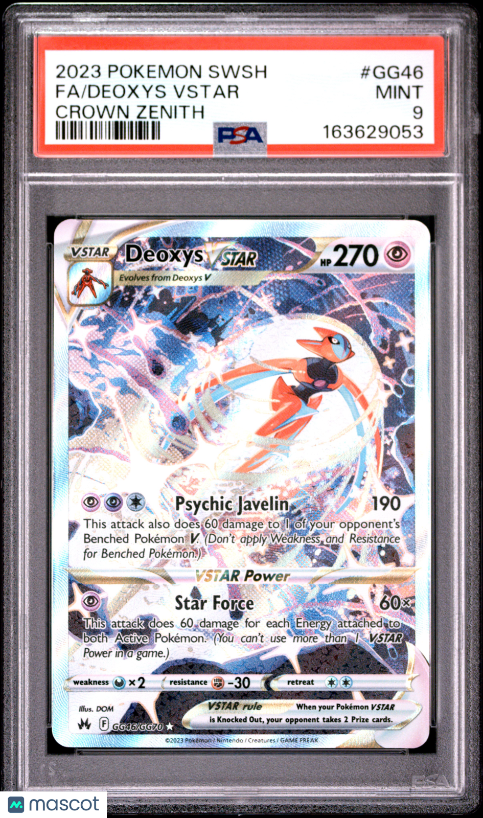 2023 Pokemon Sword And Shield Crown Zenith Deoxys VSTAR #GG46 Crown Zenith Fa PSA 9