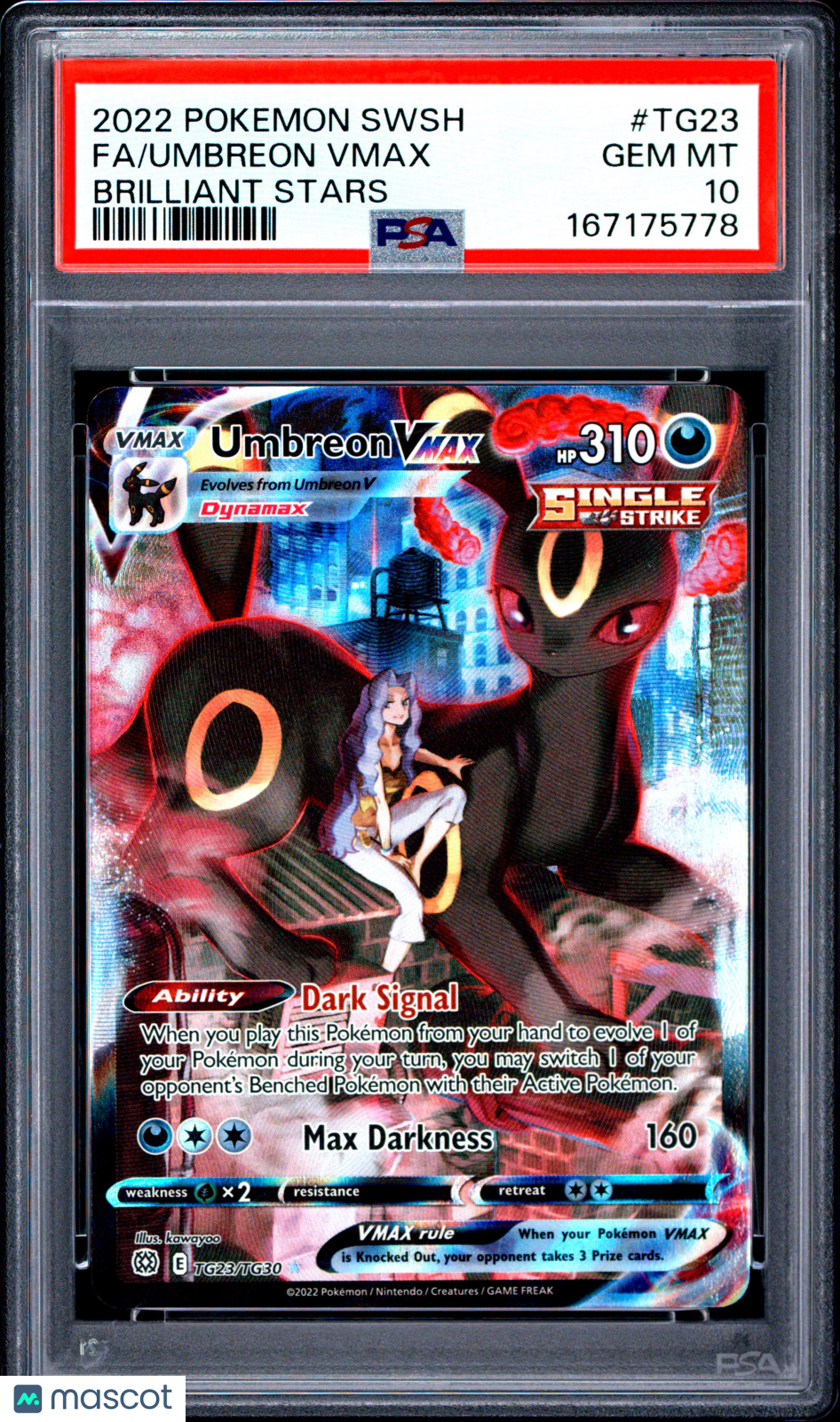 2022 Pokemon Sword & Shield Brilliant Stars Umbreon VMAX #TG23 Fa Brilliant Stars PSA 10