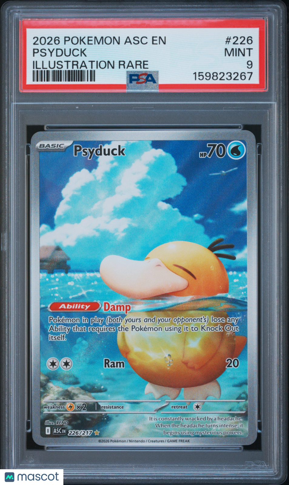 2026 Pokemon Asc EN-Ascended Heroes Psyduck #226 Illustration Rare PSA 9