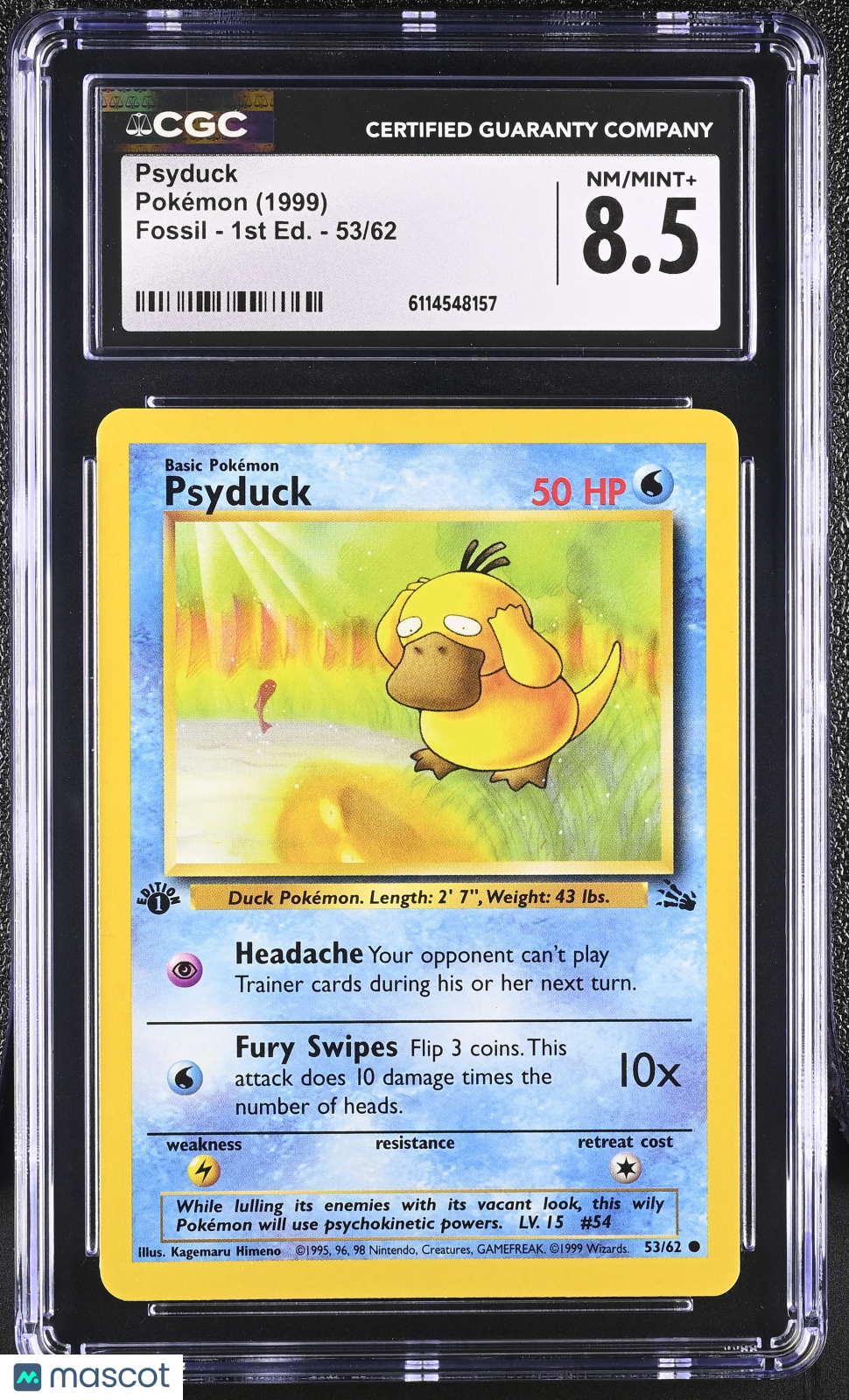 1999 Pokemon Psyduck #53/62 53/62 1st Edition CGC 8.5