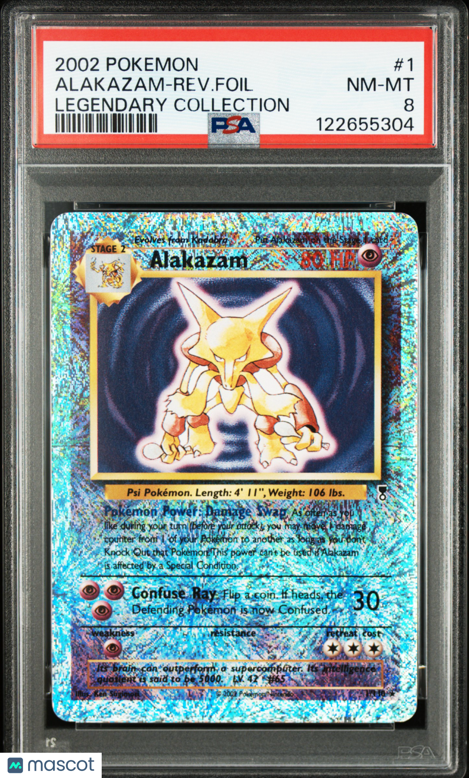 2002 Pokemon Legendary Collection Alakazam-Rev. Foil #1 Legendary Collection PSA 8