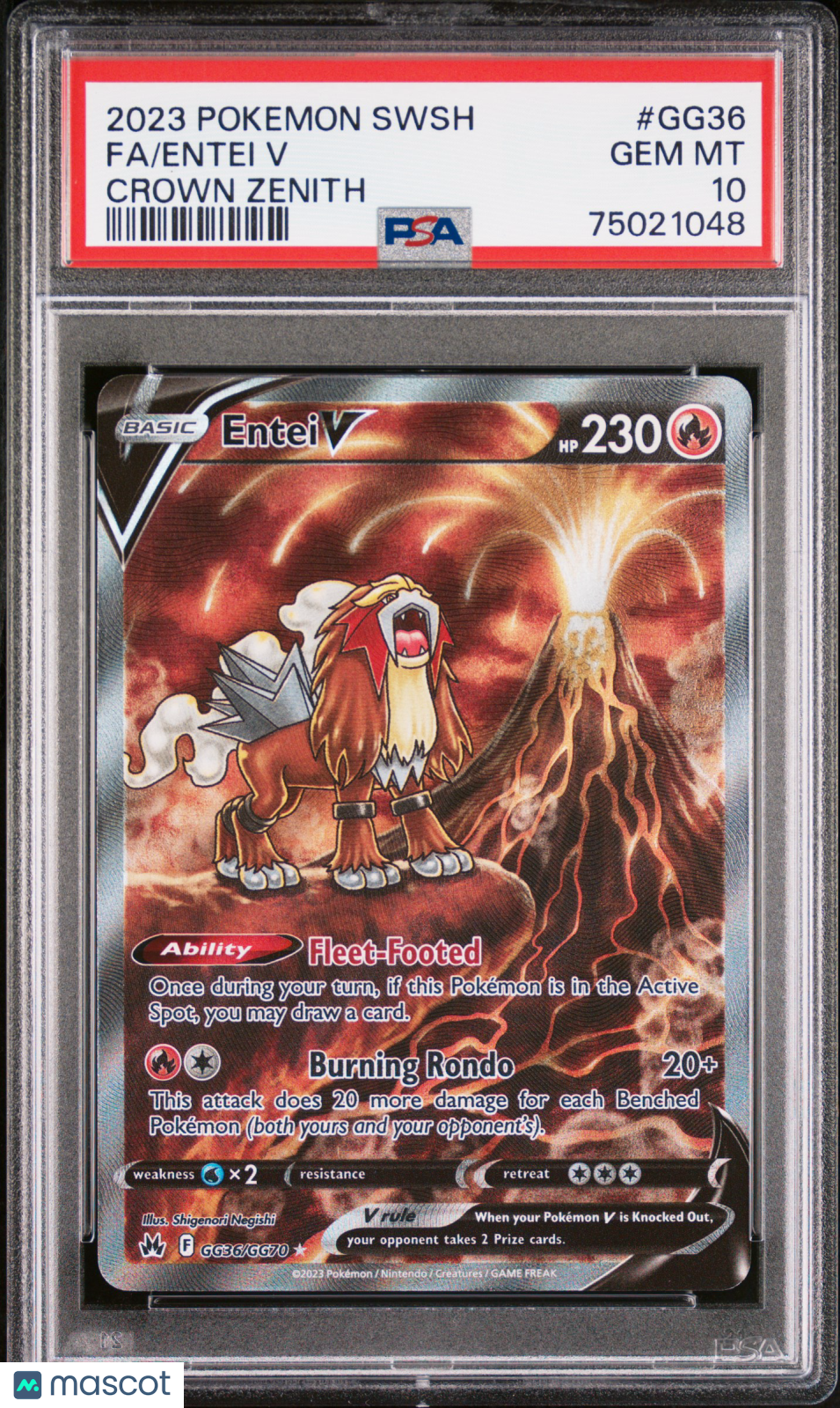 2023 Pokemon Sword And Shield Crown Zenith Entei V #GG36 Fa Crown Zenith PSA 10