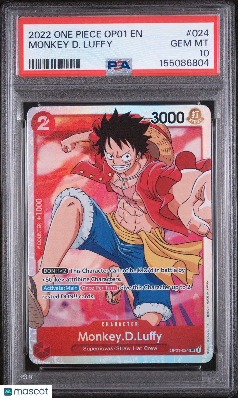 2022 One Piece Op01-Romance Dawn Monkey D. Luffy #024 PSA 10