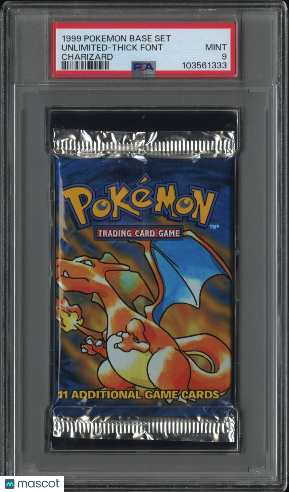 1999 Pokemon Base Set Pack Unlimited-Thick Font Charizard PSA 9