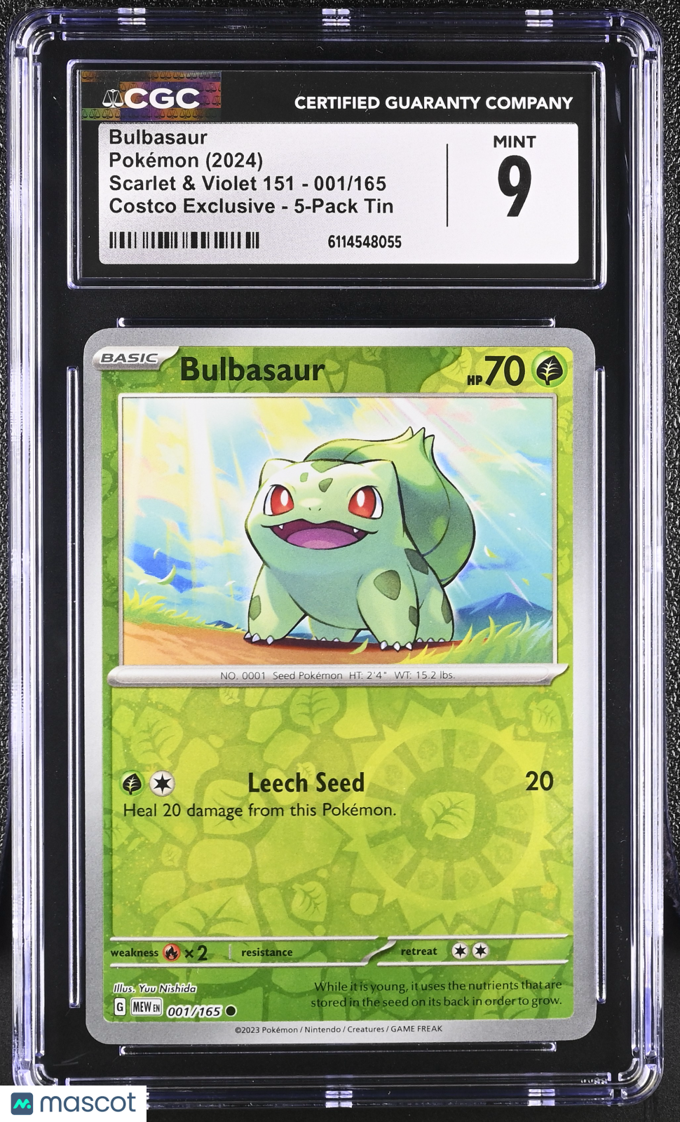 2024 Pokemon Bulbasaur #001/165 001/165 CGC 9