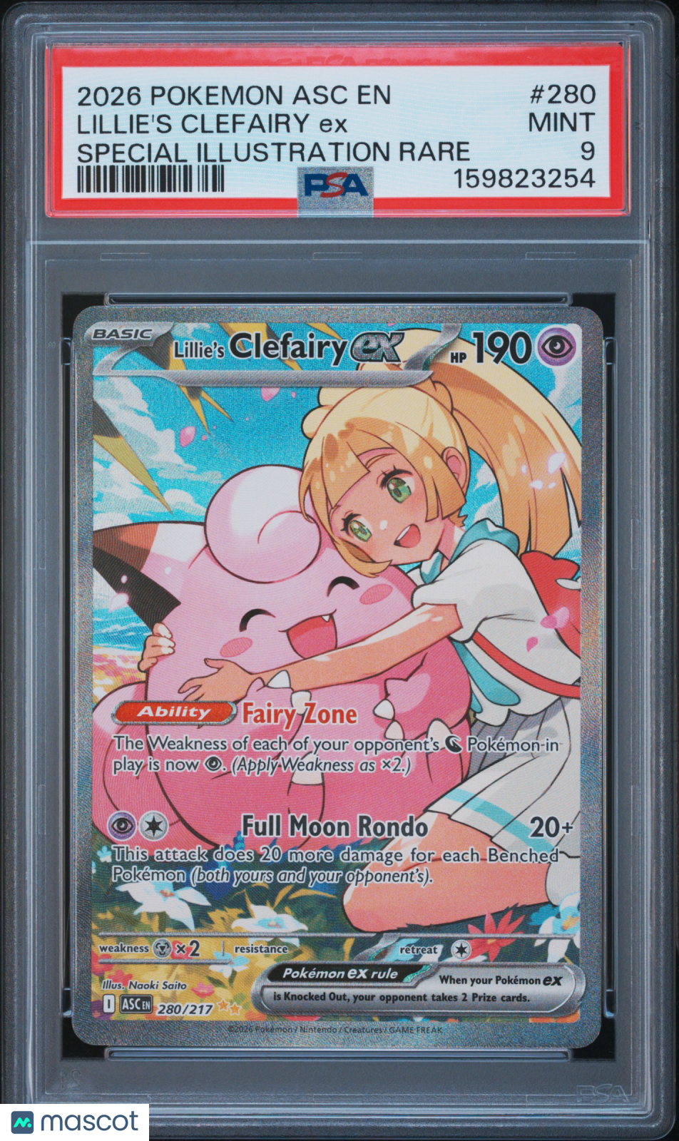 2026 Pokemon Asc EN-Ascended Heroes Lillie's Clefairy EX #280 Special Illustration Rare PSA 9