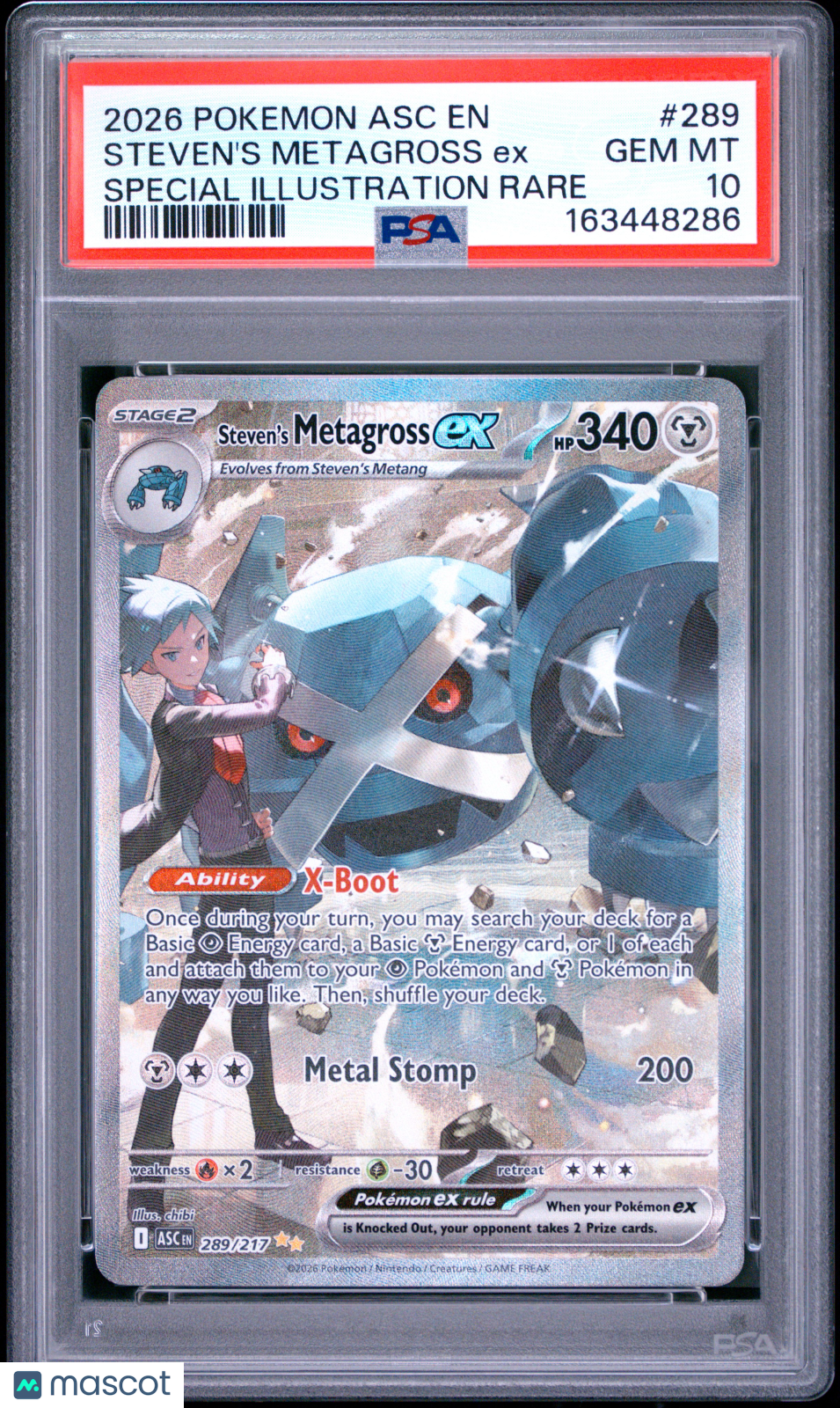 2026 Pokemon Asc EN-Ascended Heroes Steven's Metagross EX #289 Special Illustration Rare PSA 10